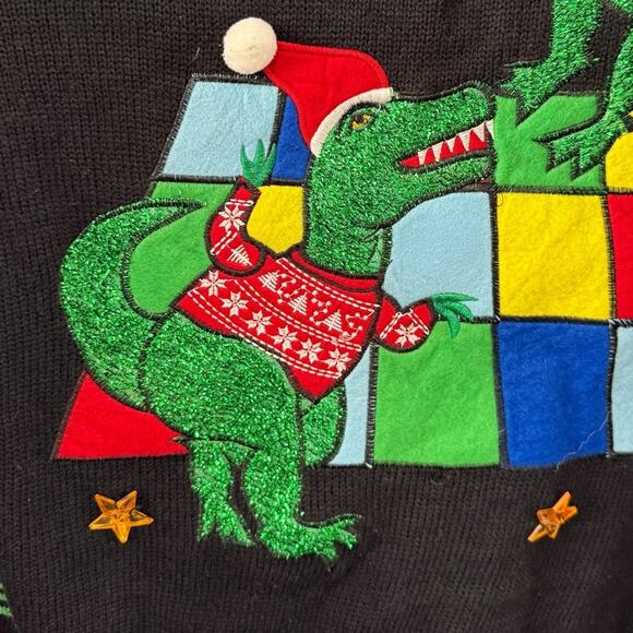 Jolly Sweaters XL Light-Up Dinosaur Disco Ugly Christmas Sweater Holiday - Picture 6 of 8